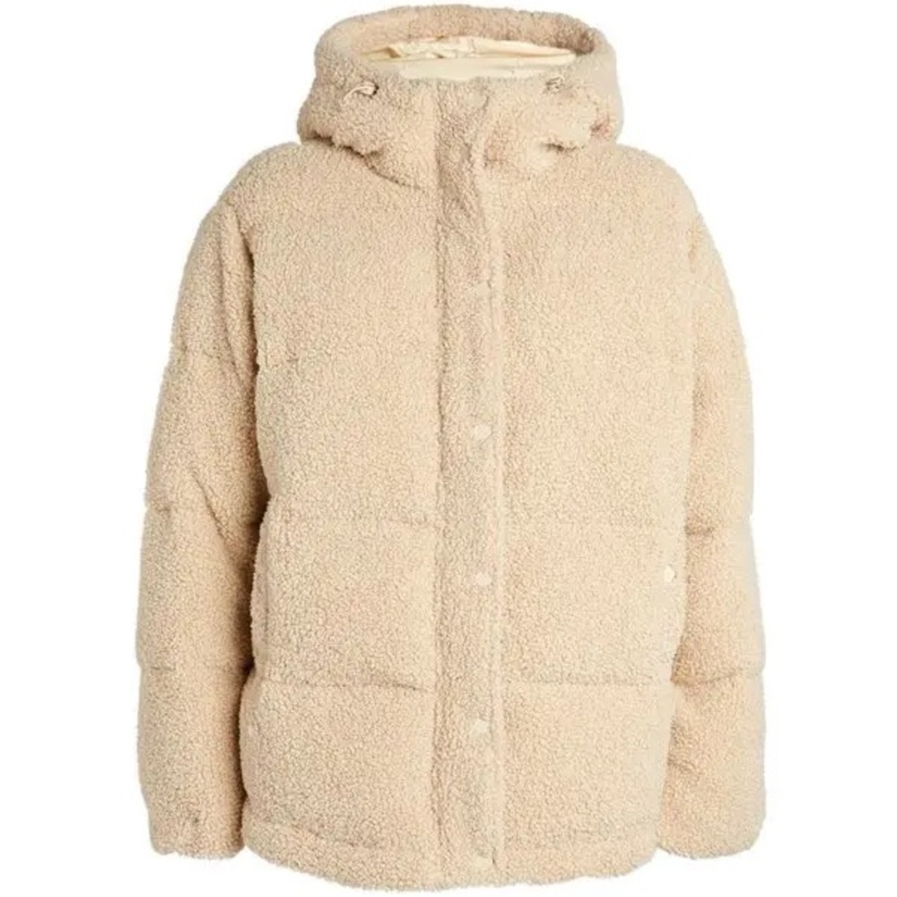 NWT Good American Essentials Sherpa Cocoon Puffer Jacket Coat in Cream XL 4